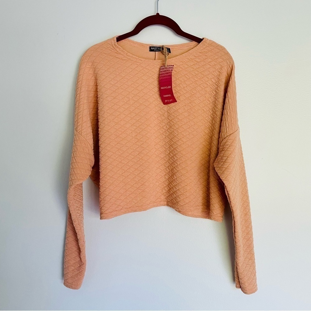 Nasty Gal Top 6 NWT Quilt for Success Loungewear Crop Long Sleeve Sustainable